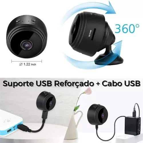 Mini Câmera Wi-Fi Espiã Magnética HD Discreta