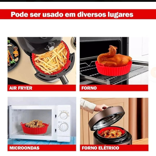 Cestos Forma De Silicone Air Fryer 15cm Antiaderente