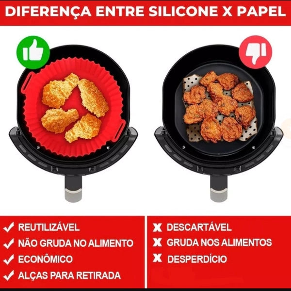 Cestos Forma De Silicone Air Fryer 15cm Antiaderente