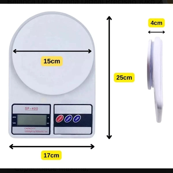 Balança De Cozinha Digital Precisão 10kg + 2 Pilhas Brinde